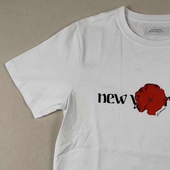 Saturdays NYC Moonflower Short Sleeve Tee Shirt Men’s Extra Small‎ White - Picture 5 of 15